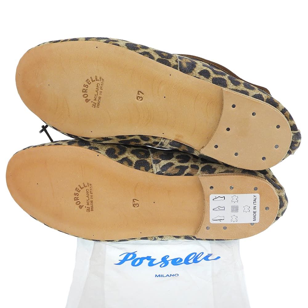 PORSELLI ポルセリ 新品同様 レオパード スエードレザー バレエ