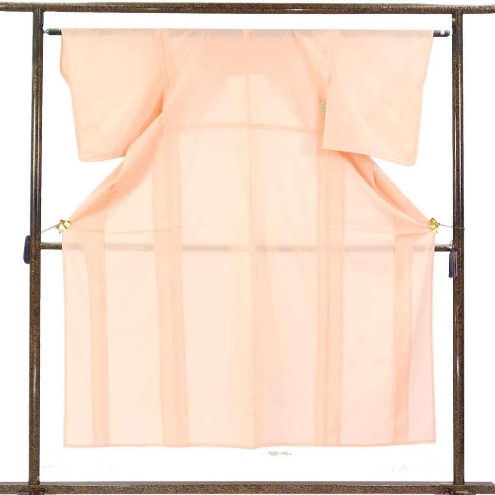 紋紗着物 身丈150cm 裄62.5cm 前幅23cm 後幅29cm 袖丈49cm 袖幅32cm レディース 桔梗 裄Sサイズ 夏用 正絹（シルク）ピンク 未使用品 リメイク リユース リサイクル【呉服のきくや】