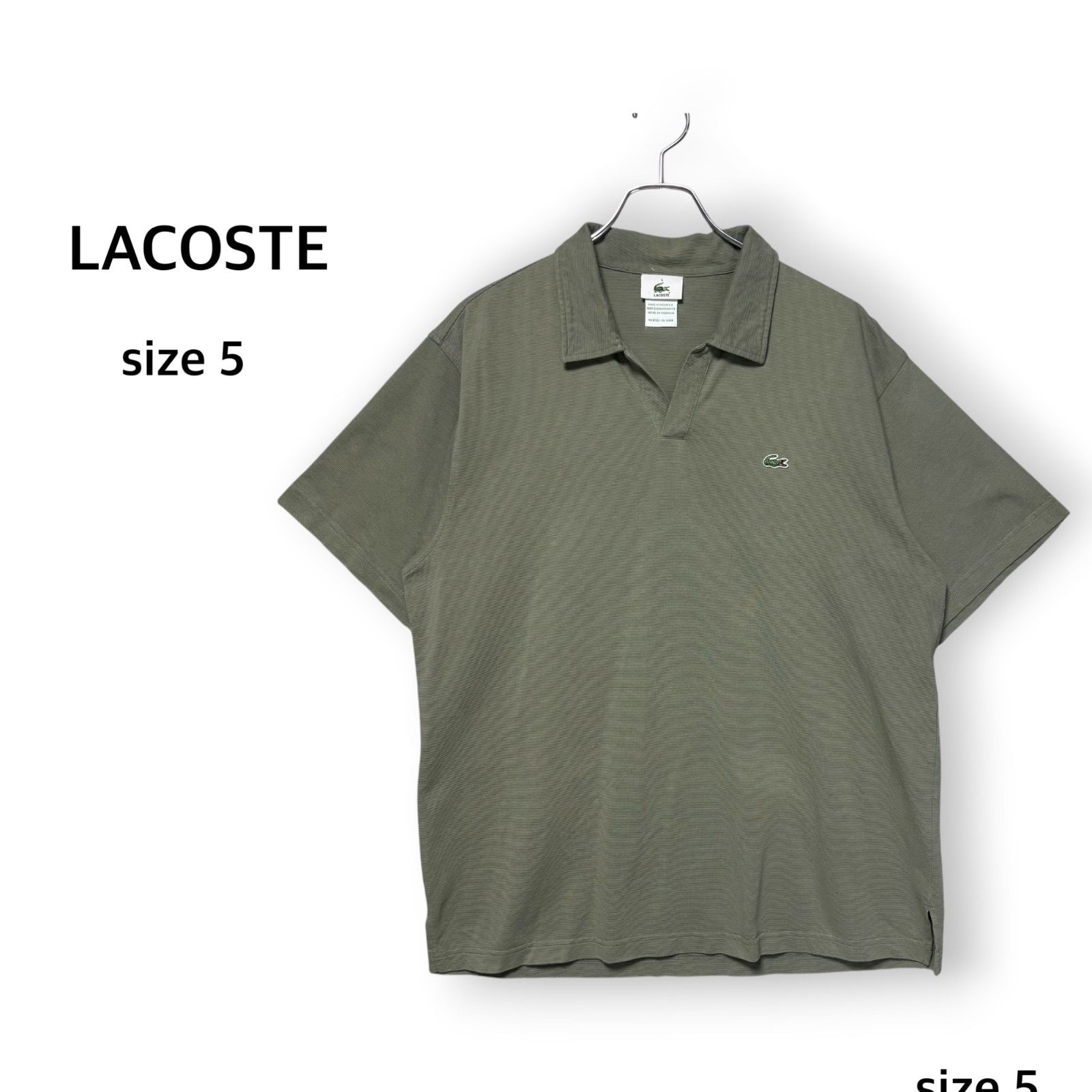 Lacoste Lacoste 100% Cotton Polo Shirt Skipper Short Sleeve V Neck Collared Olive Khaki Size 5 L - XL Mens Unisex Casual Outdoor Golf Sport Leisure Relax Trend Vintage Rare