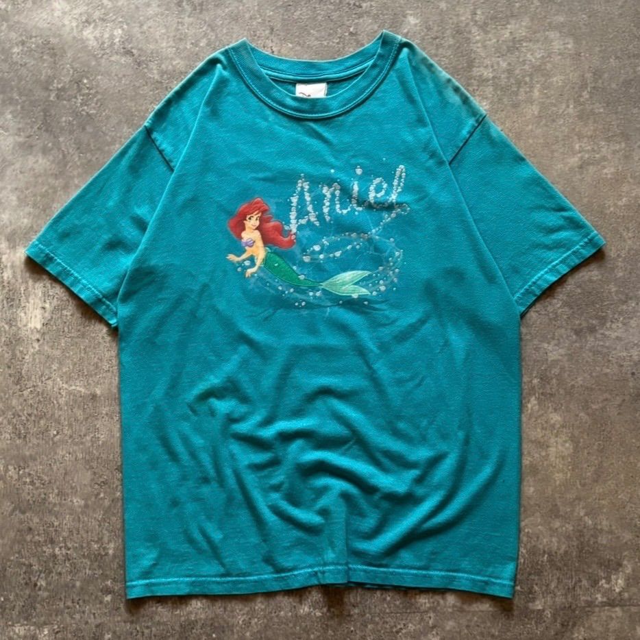 00年代 00s Disney ディズニー リトルマーメイド アリエル Tシャツ 水色 ライトブルー