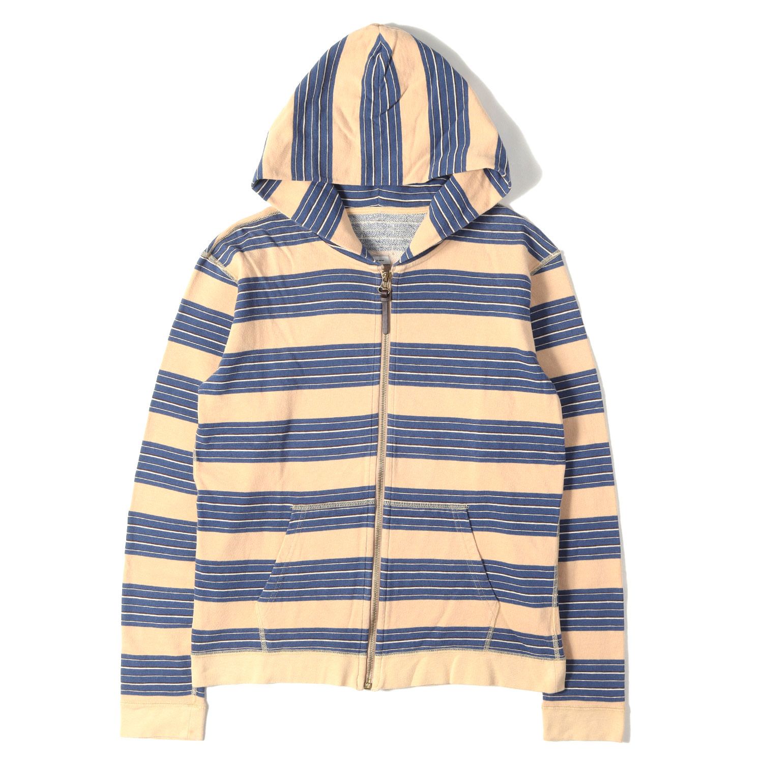 VISVIM ボーダー フーディ パーカー サイズ 2 visvim ビズビム パーカー ベージュ ブルー サイズ:2 | ボーダー