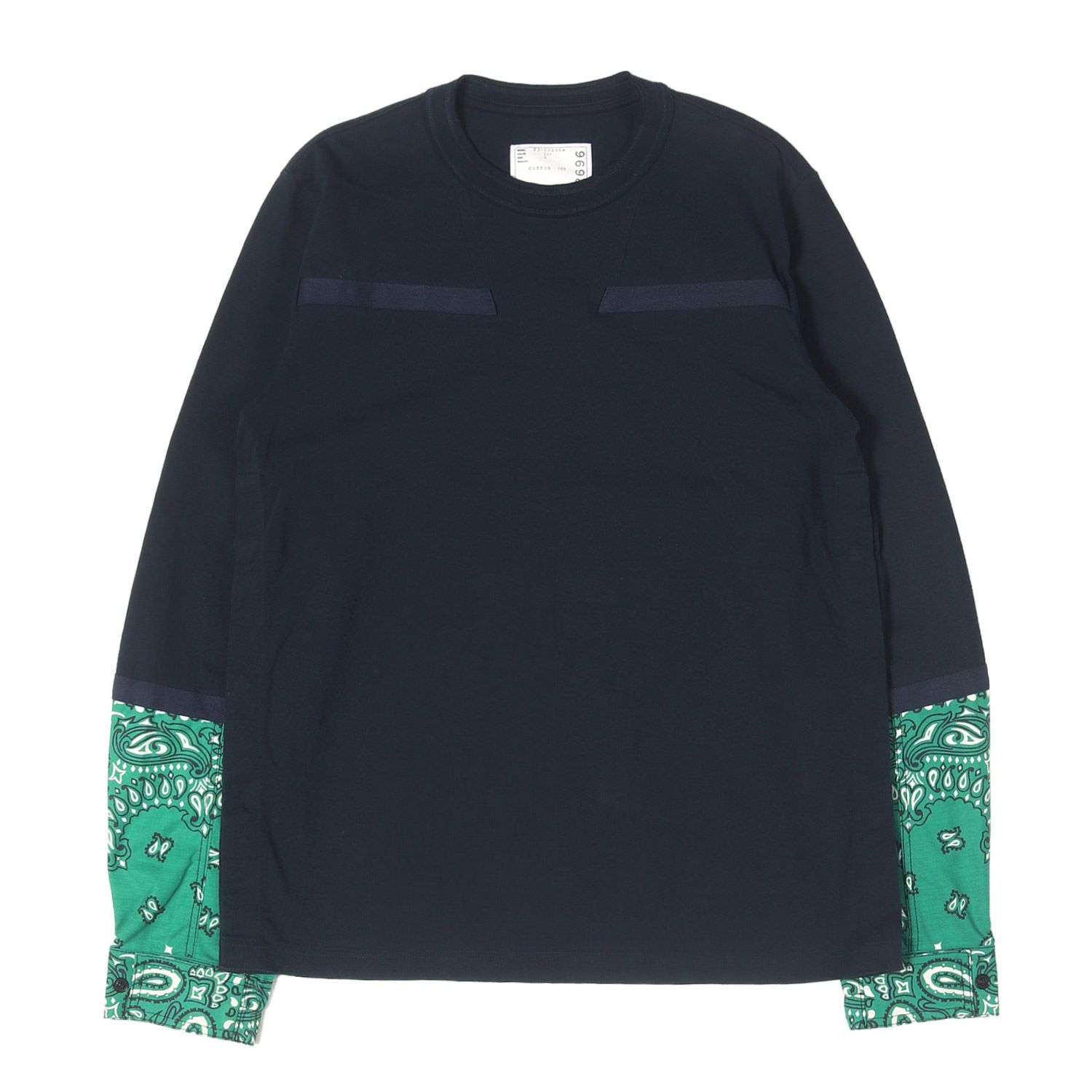 サカイ　バンダナ柄 長袖カットソー 美品】Sacai サカイ Tシャツ ネイビー 紺 サイズ:2 | 22SS バンダナ