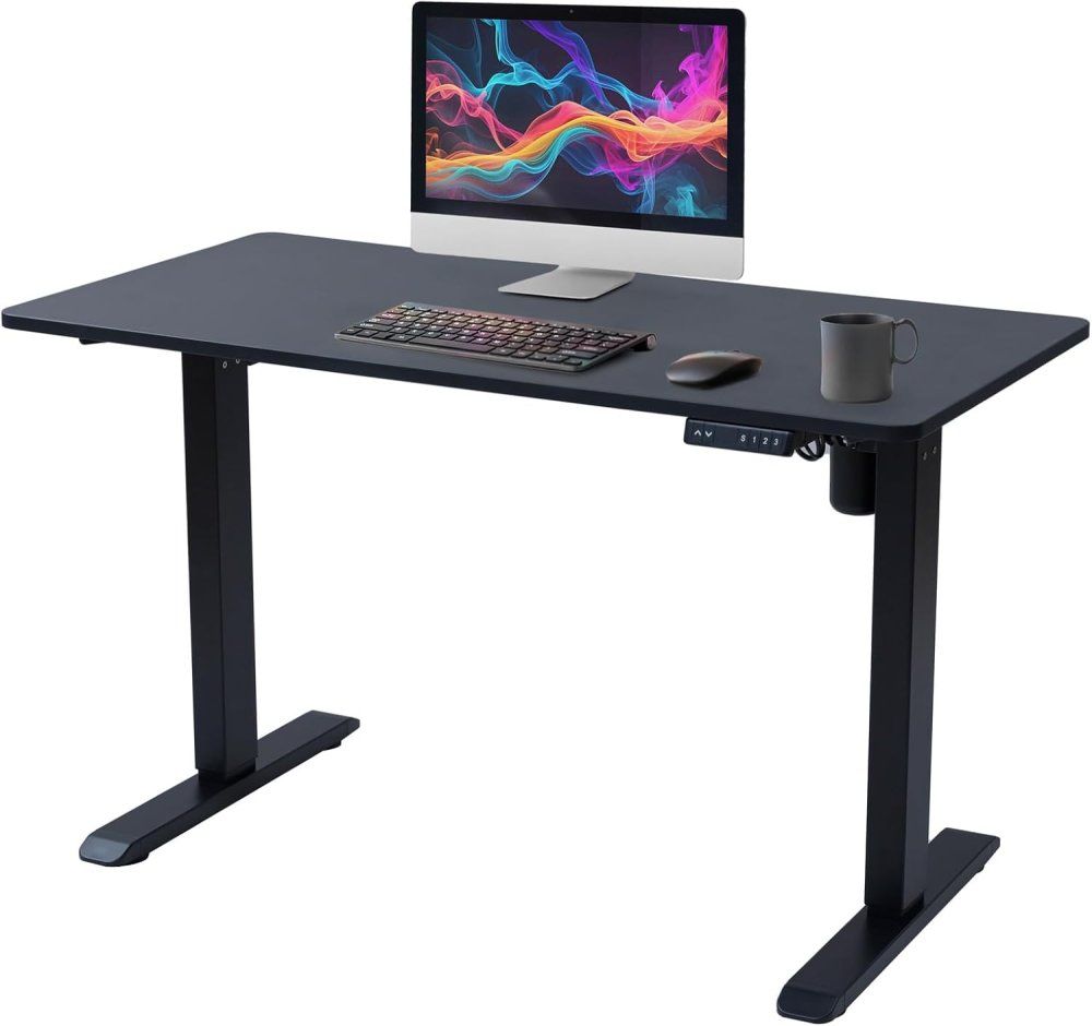 【新品アウトレット（外箱傷み）】山善 昇降デスク 電動昇降式デスク一枚板 AED-1260 BK/MBK※北海道沖縄発送不可