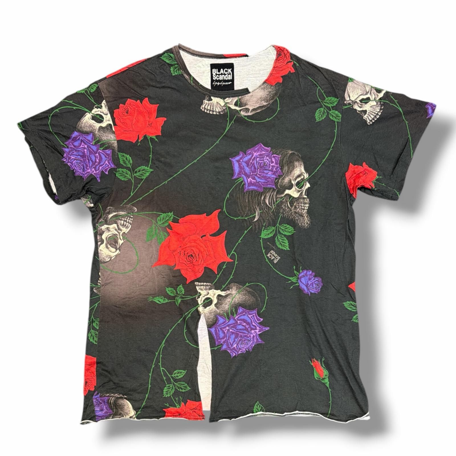 BLACK Scandal Yohji Yamamoto 18SS スカルローズTシャツ 半袖