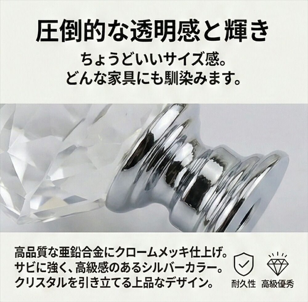 10個セット 取っ手 ドアノブ】クリスタル アクリル 引き出し チェスト