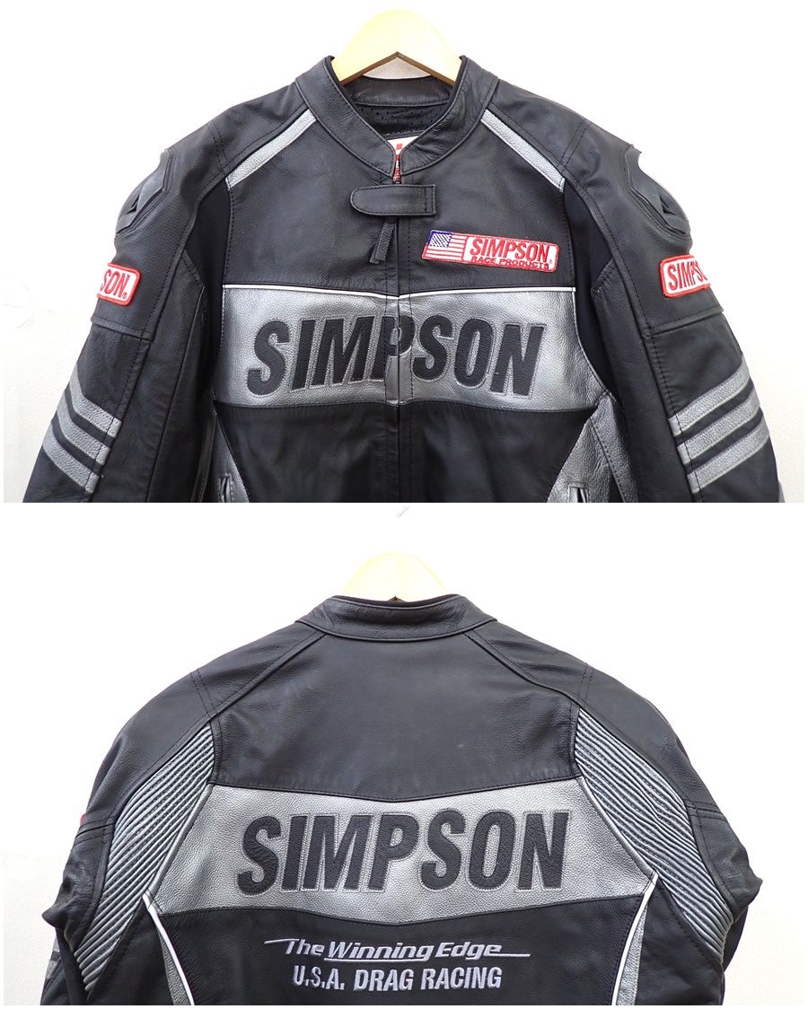 ☆8062☆SIMPSON シンプソン SLJ-6111 レザージャケット 牛革 バイク L