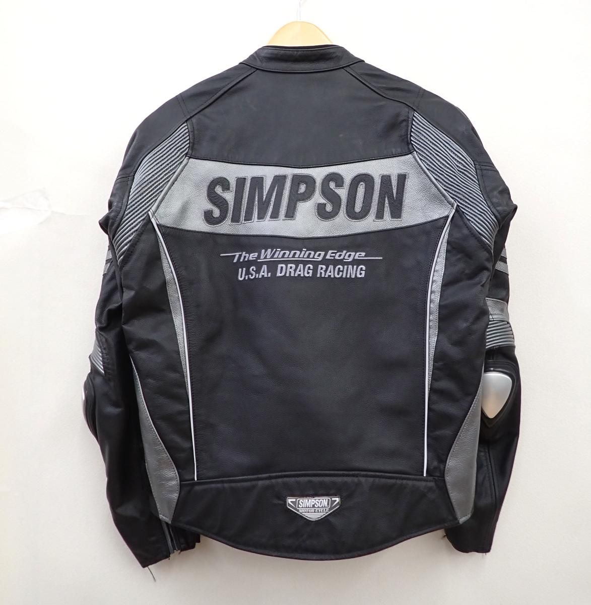 ☆8062☆SIMPSON シンプソン SLJ-6111 レザージャケット 牛革 バイク L