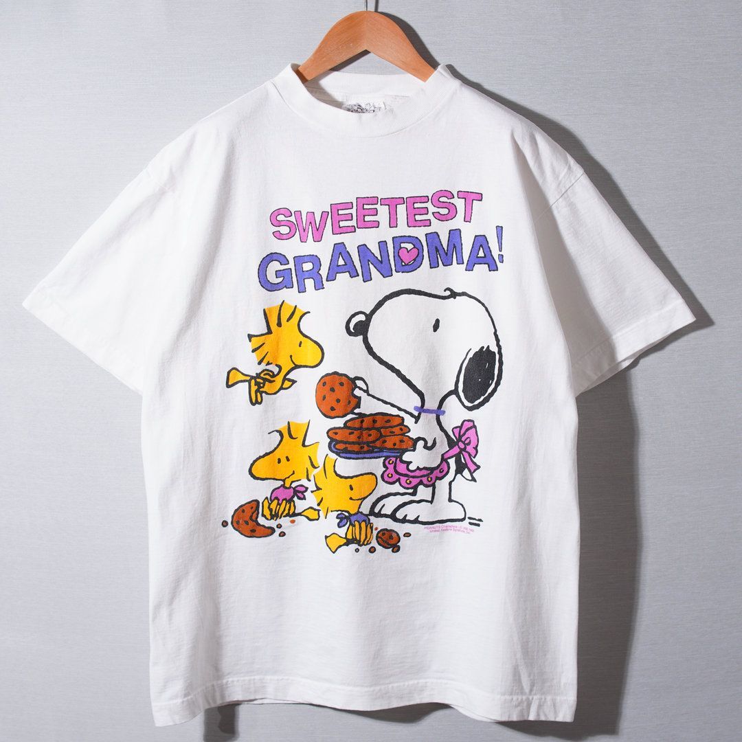 90s スヌーピー Snoopy Tシャツ XL相当 表記L ホワイト ヴィンテージ 