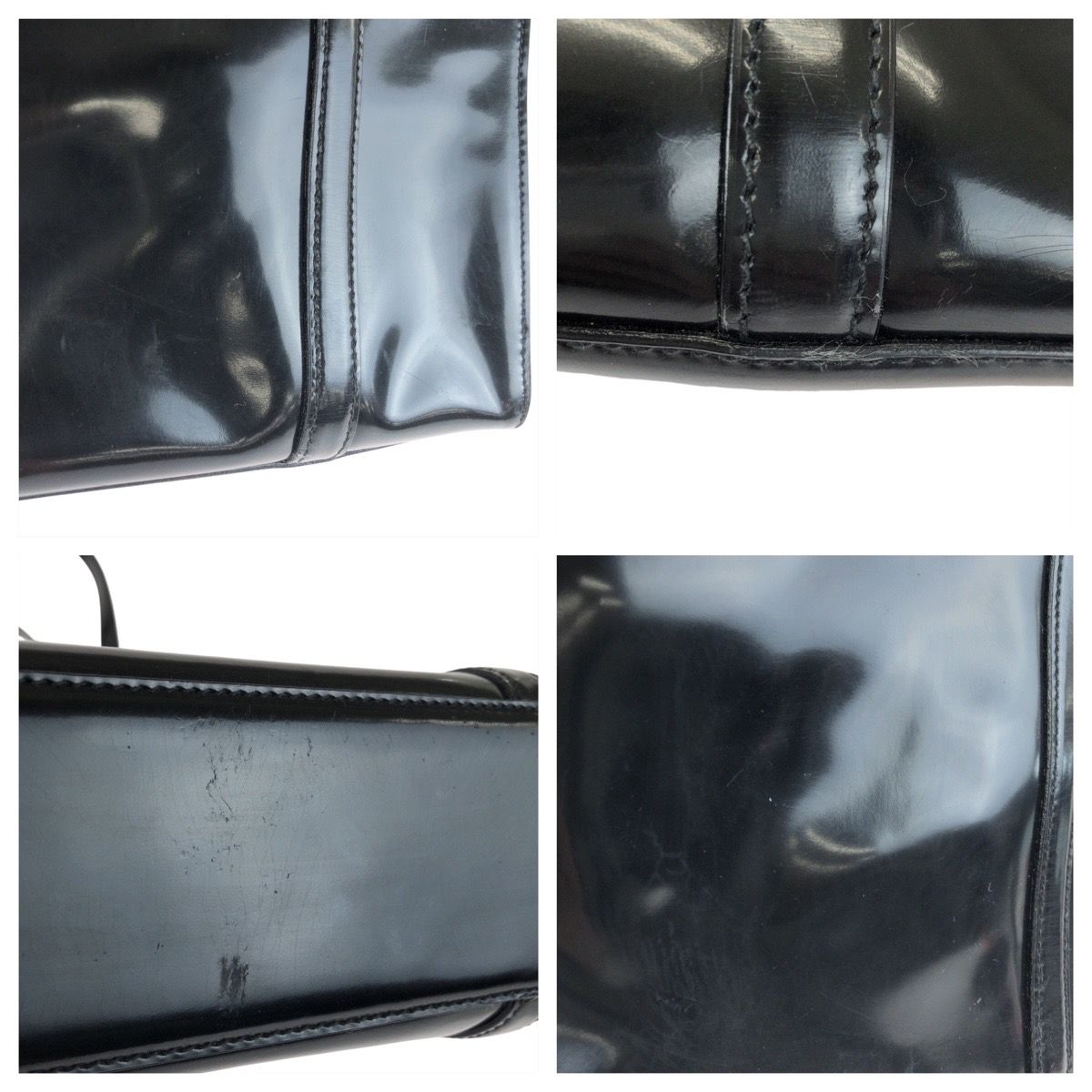 【✨極美品✨】プラダ トートバッグ クリムソン シルバー金具 ブラック 美品 PRADA プラダ ブラック 黒 シルバー金具 パテントレザー トート