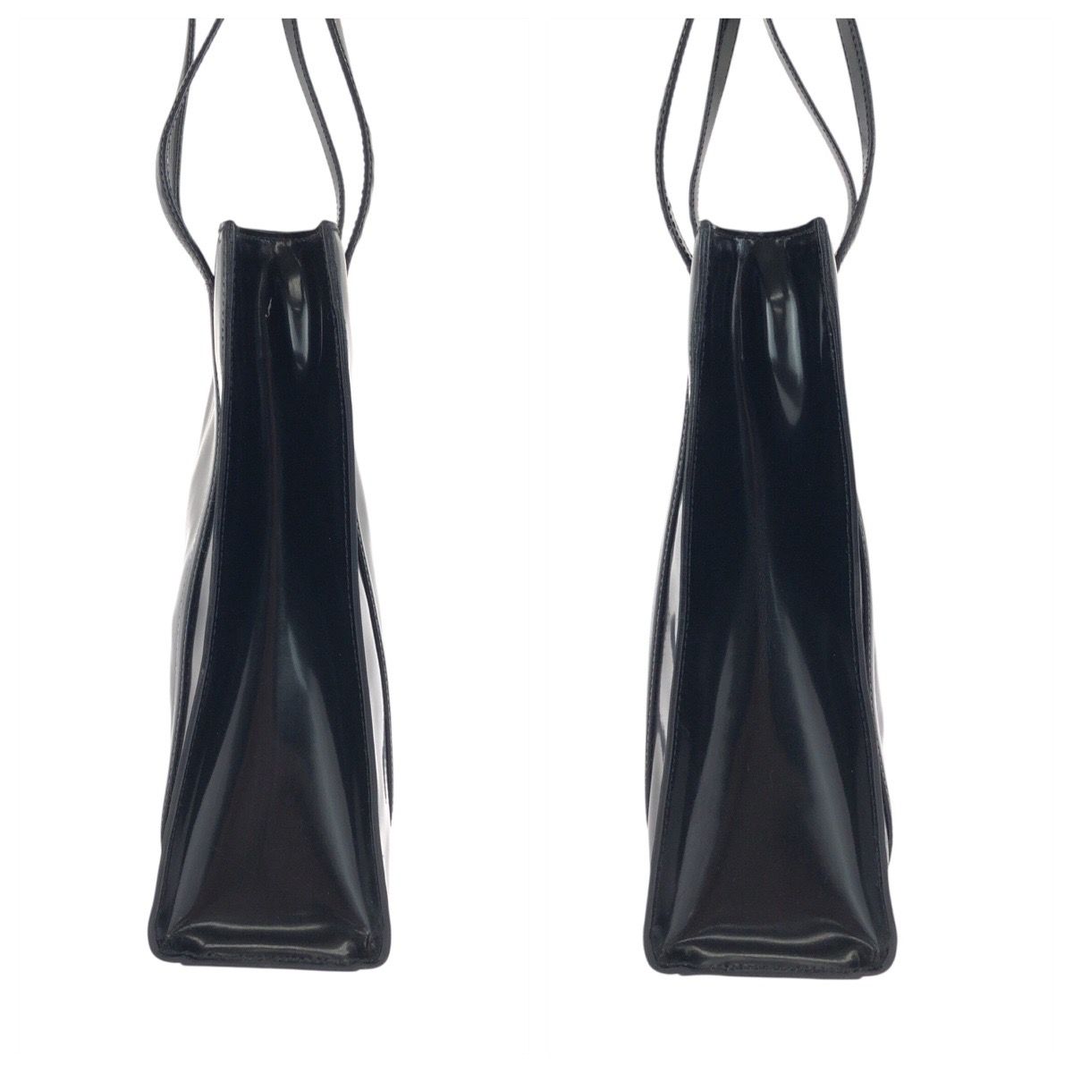美品 PRADA プラダ ブラック 黒 シルバー金具 パテントレザー トート