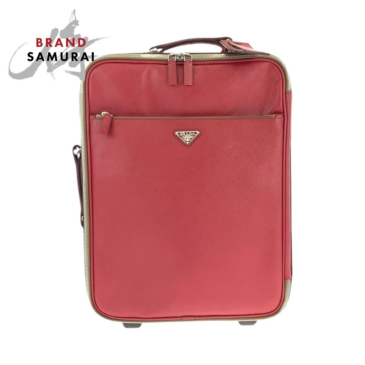 PRADA プラダ サフィアーノ 三角ロゴプレート レッド レザー VV030K