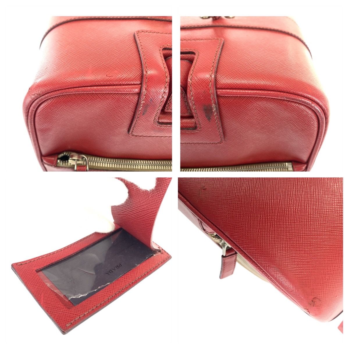 PRADA プラダ サフィアーノ 三角ロゴプレート レッド レザー VV030K
