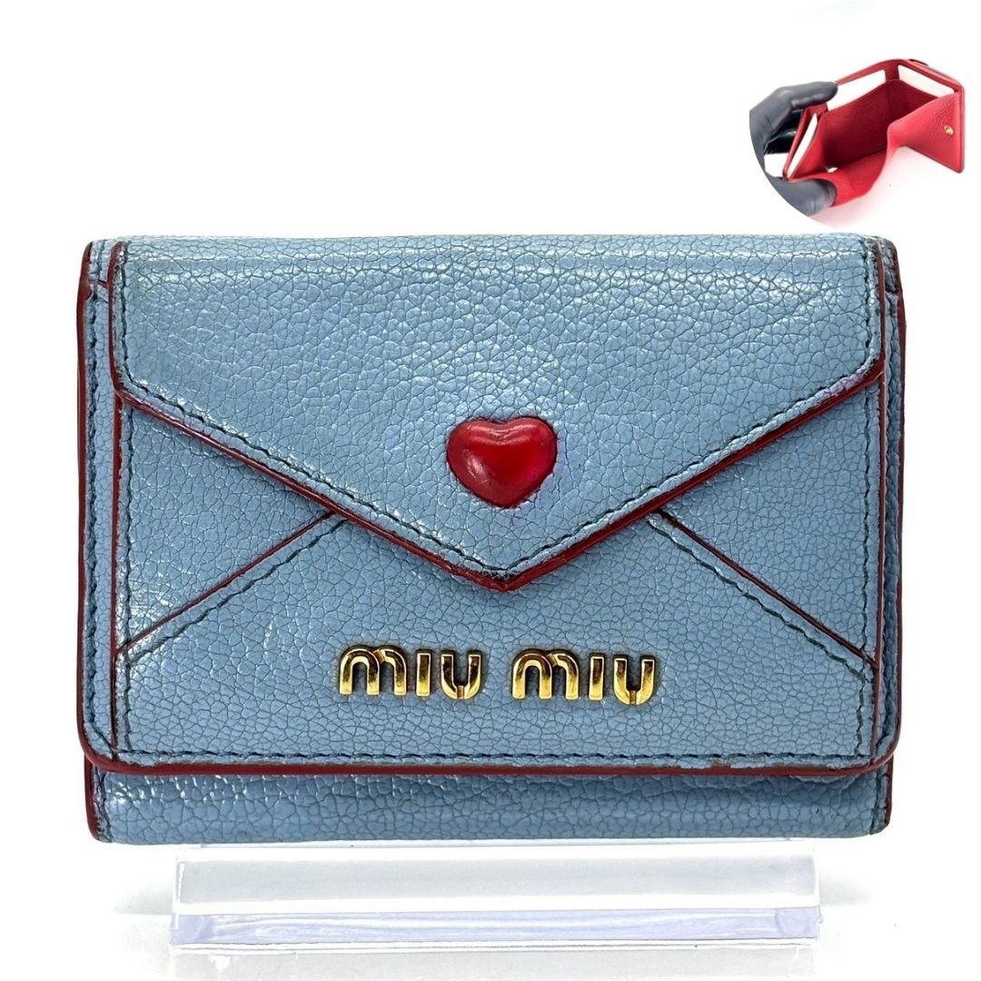 甘さは小さく潜む】 MIU MIU 三つ折り財布 マドラスラブ ハート