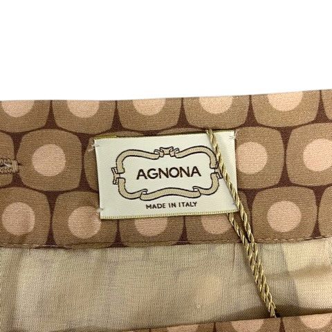 アニオナ AGNONA スカート タイト タック シルク バックスリット 総柄 