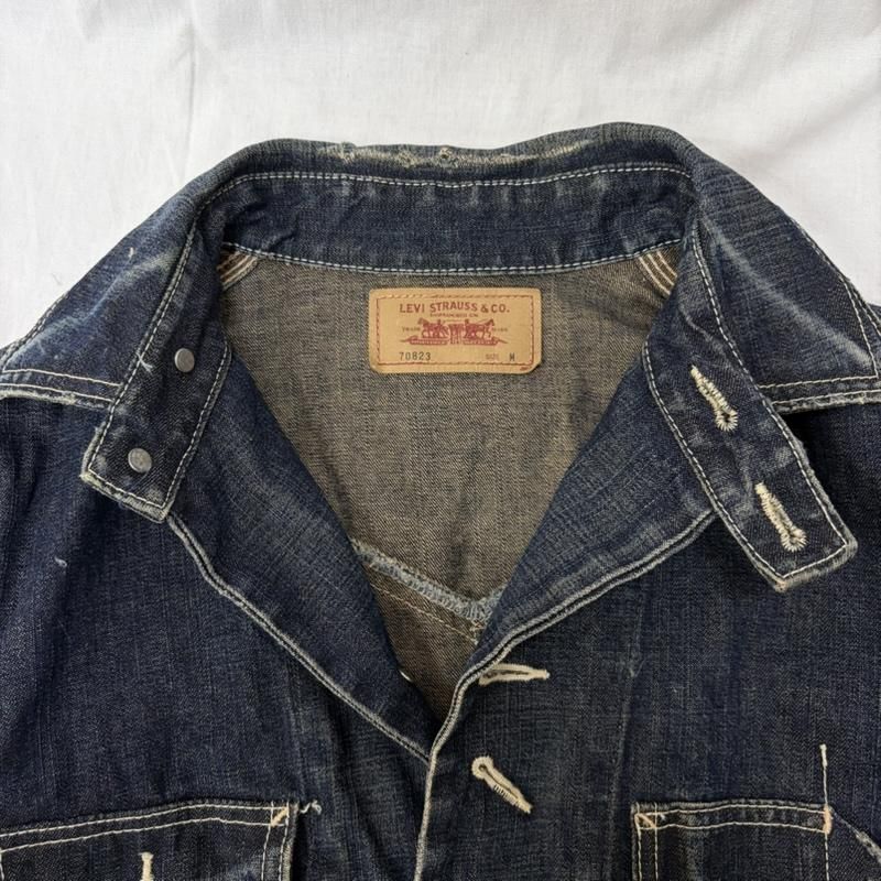Levi's デニムカバーオール 加工 70823 リーバイス 70823-03 デニムカバーオール M ダメージ加工 メンズ M