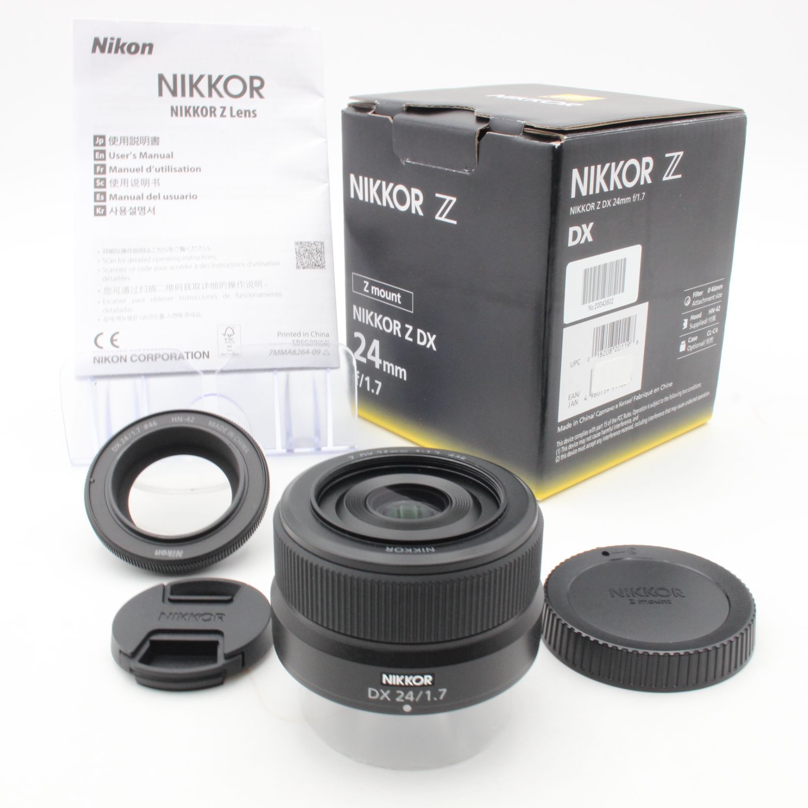 【ほぼ新品】 Nikon ニコン NIKKOR Z DX 24mm f1.7 nikon NIKON フード、元箱(内部緩衝材あり)付属品付き 110008