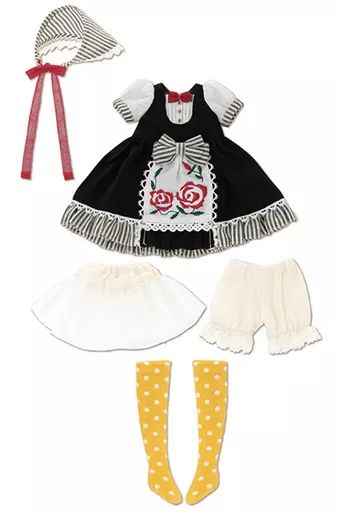 【中古】ドールアクセサリー PN 20cm用 LSS薔薇の乙女ワンピset～byカニホル～(ブラック×ストライプ) 「Little chouchou-リトルシュシュ-」