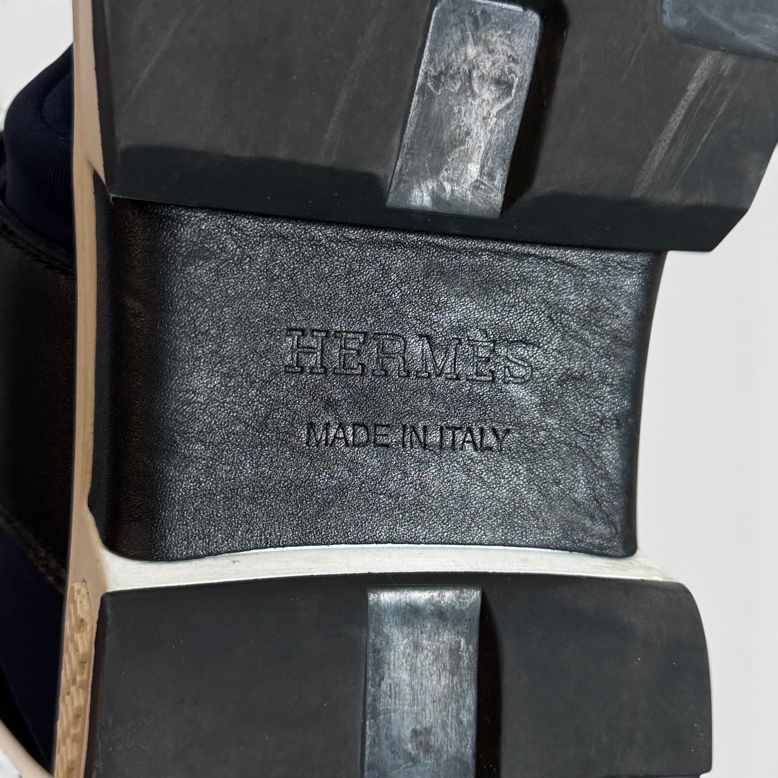 HERMES エルメス スポーツサンダル 靴 レザー ネイビー ブラック 