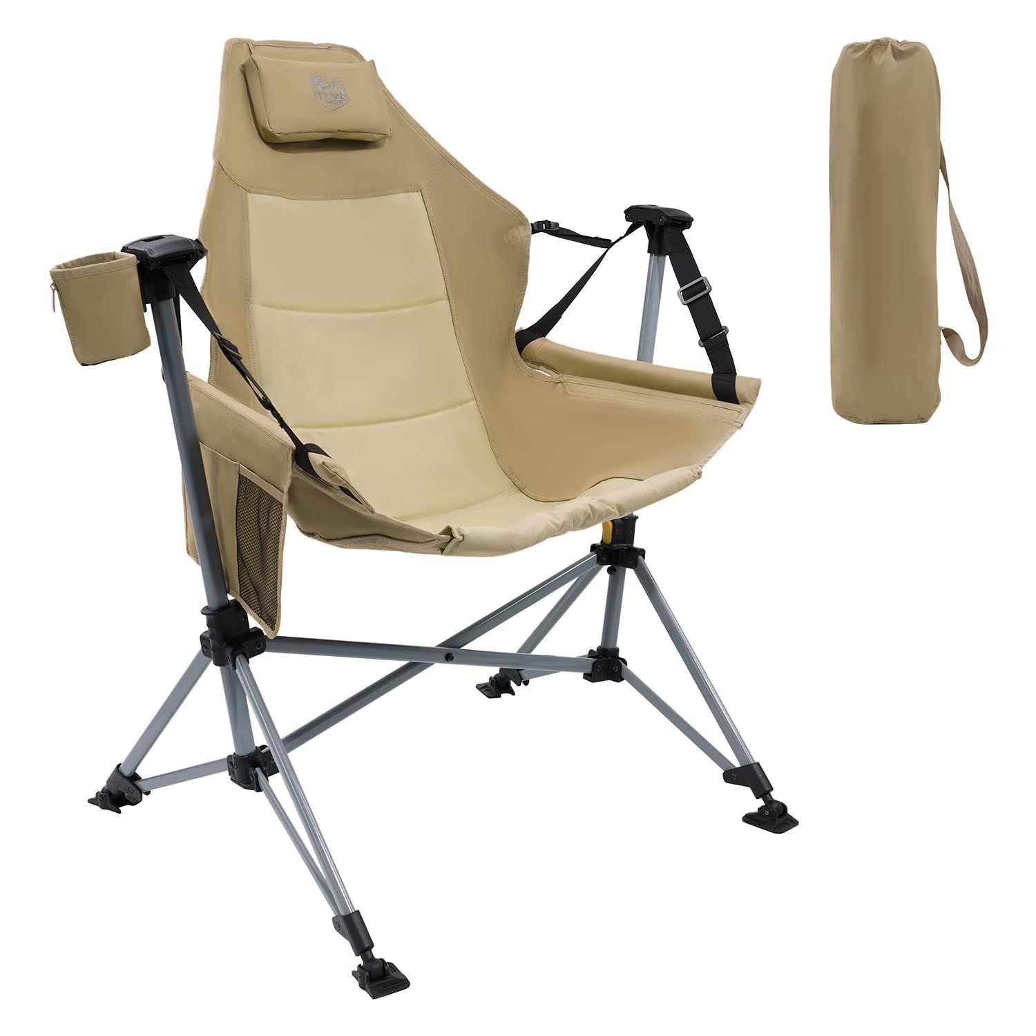 TIMBER RIDGE ハンモックチェア アウトドア チェア リクライニング 耐荷重180kg オートロック機能 ゆらゆら 自立式 折りたたみ ロッキングチェア キャンプ 屋外 室内 バーベキューJu 62bff26c