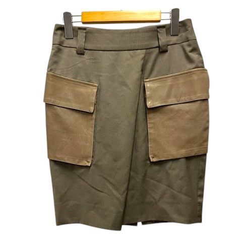 ブルネロクチネリ BRUNELLO CUCINELLI スカート タイト バックスリット ウール混 シルク混 38 茶 ブラウン