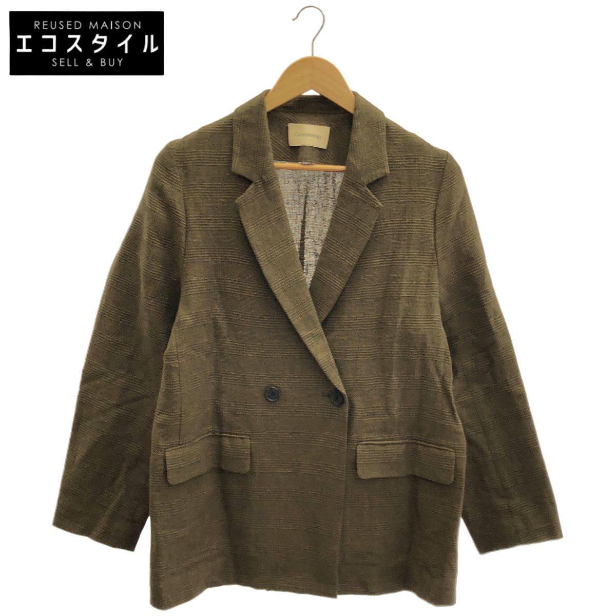 カレンソロジー Curensology 25AW カーキ グレンチェック リネンシルク