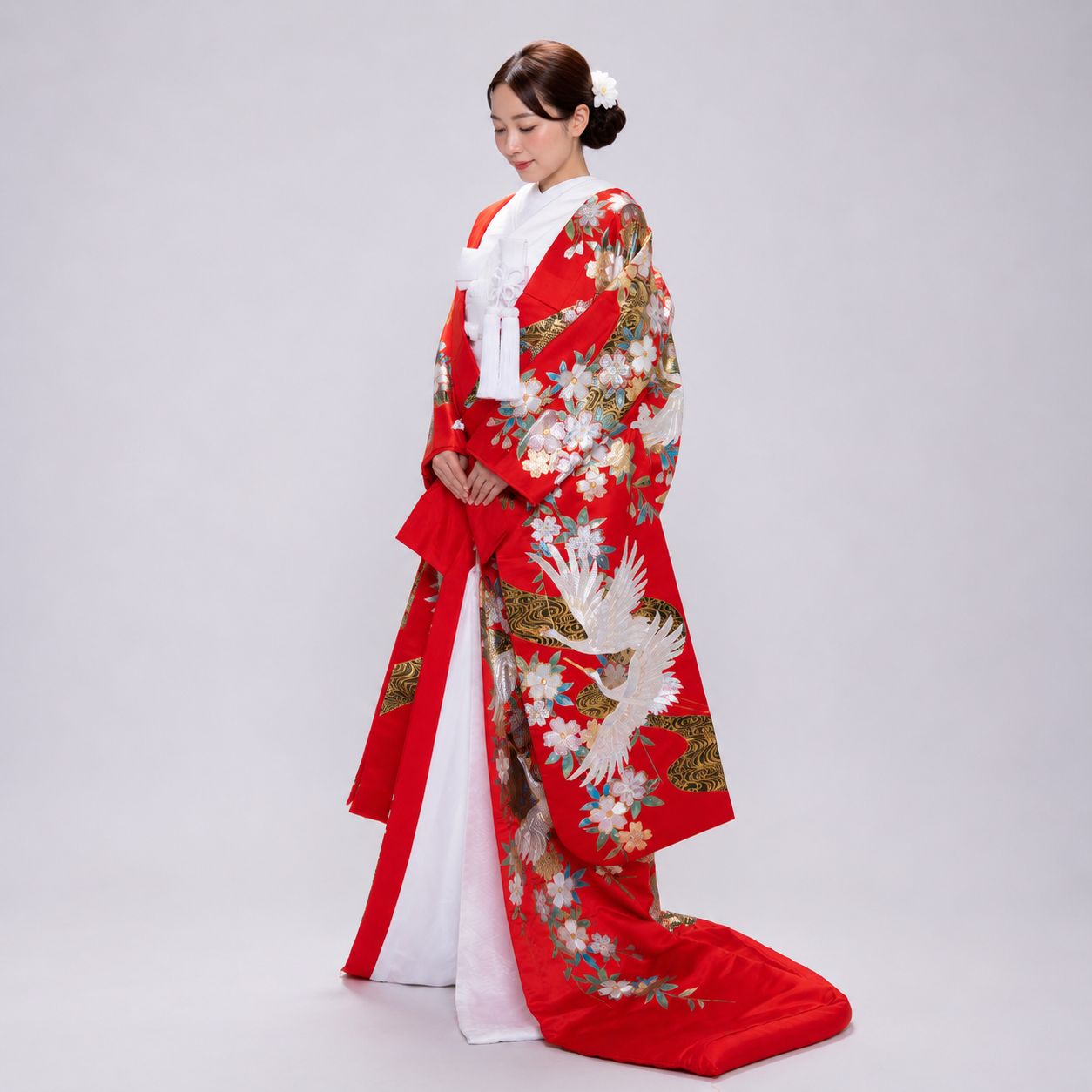 12 色打掛 婚礼用 赤 緑 金彩 鶴柄 御所車 花柄 古典柄 花嫁和装 打掛