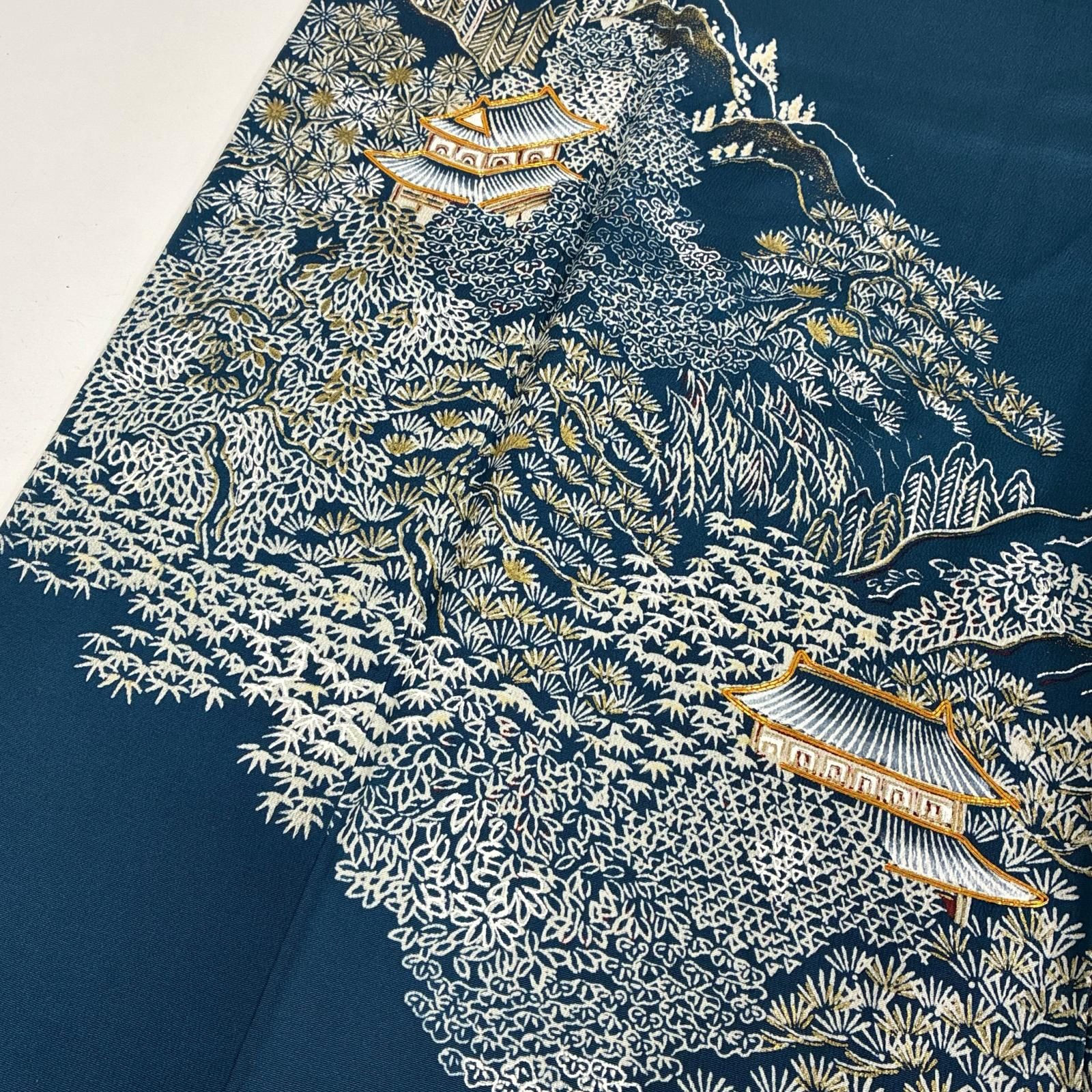 色留袖 正絹 三つ紋 金駒刺繍 風景 袷 着物 MK-9836 - メルカリ
