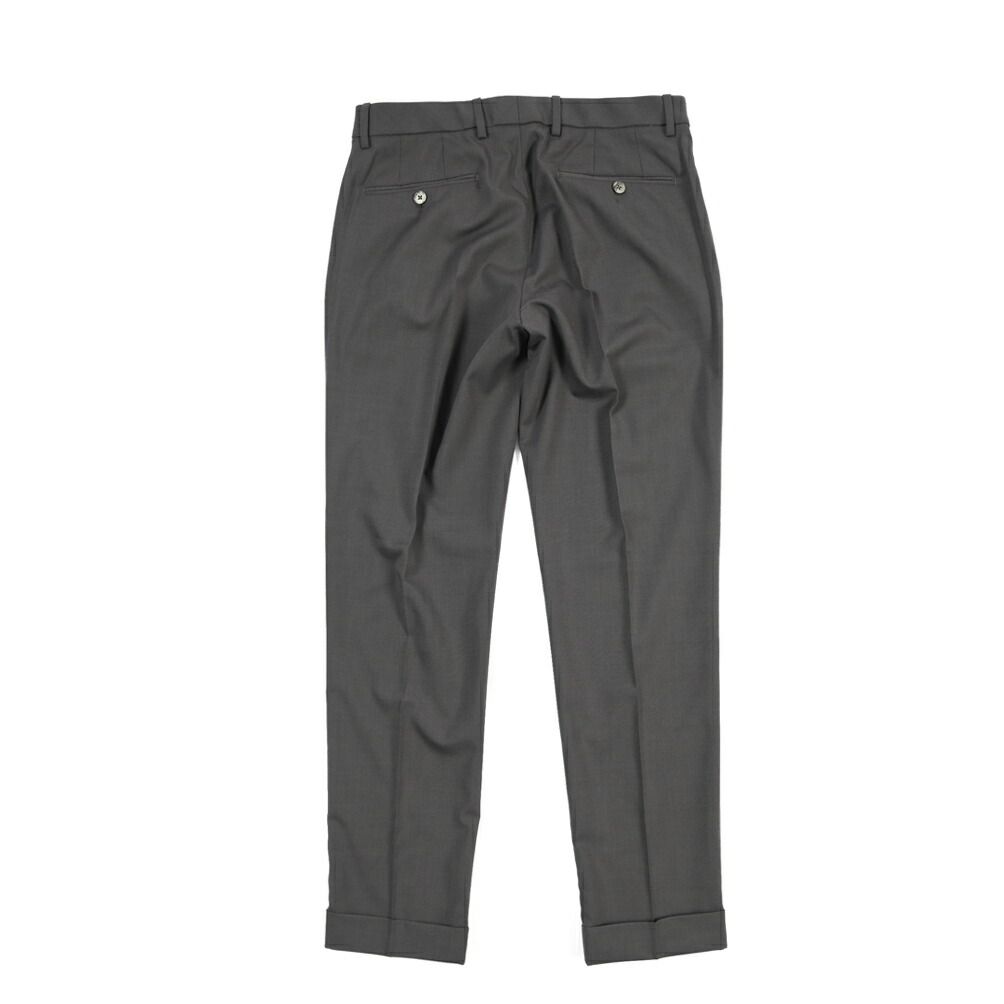 GTA ジーティーアー / RICCARDO リカルド SLIM スリム スラックス ワンタック パンツ 春夏 メンズ WAIST COMFORT BAND ポリエステル ヴァージンウール ビスコース ストレッチ ダークグレー  441475