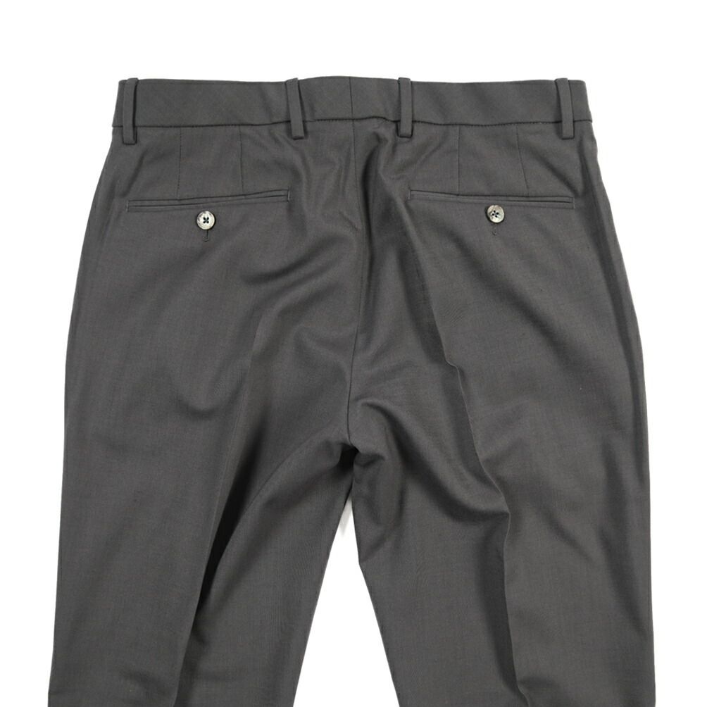 GTA ジーティーアー / RICCARDO リカルド SLIM スリム スラックス ワンタック パンツ 春夏 メンズ WAIST COMFORT BAND ポリエステル ヴァージンウール ビスコース ストレッチ ダークグレー  441475