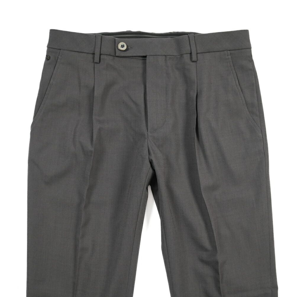GTA ジーティーアー / RICCARDO リカルド SLIM スリム スラックス ワンタック パンツ 春夏 メンズ WAIST COMFORT BAND ポリエステル ヴァージンウール ビスコース ストレッチ ダークグレー  441475
