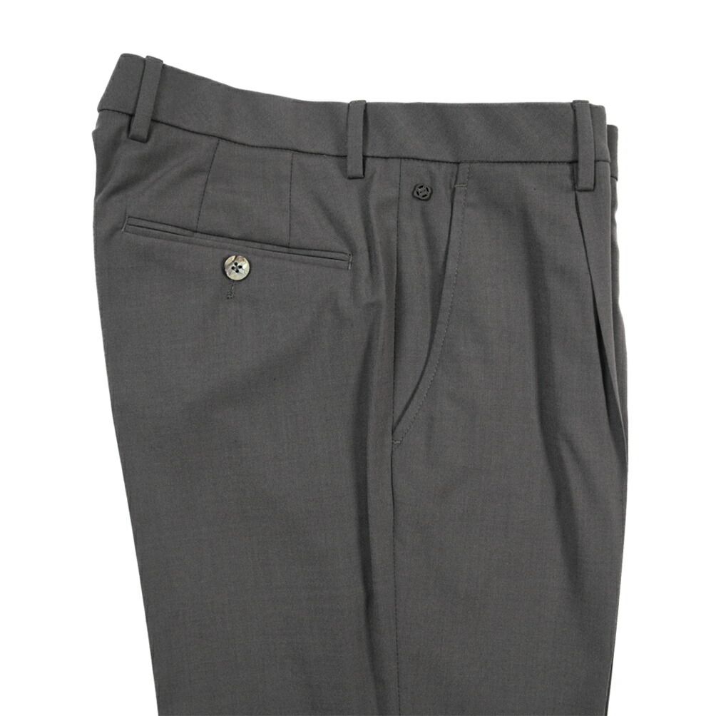 GTA ジーティーアー / RICCARDO リカルド SLIM スリム スラックス ワンタック パンツ 春夏 メンズ WAIST COMFORT BAND ポリエステル ヴァージンウール ビスコース ストレッチ ダークグレー  441475
