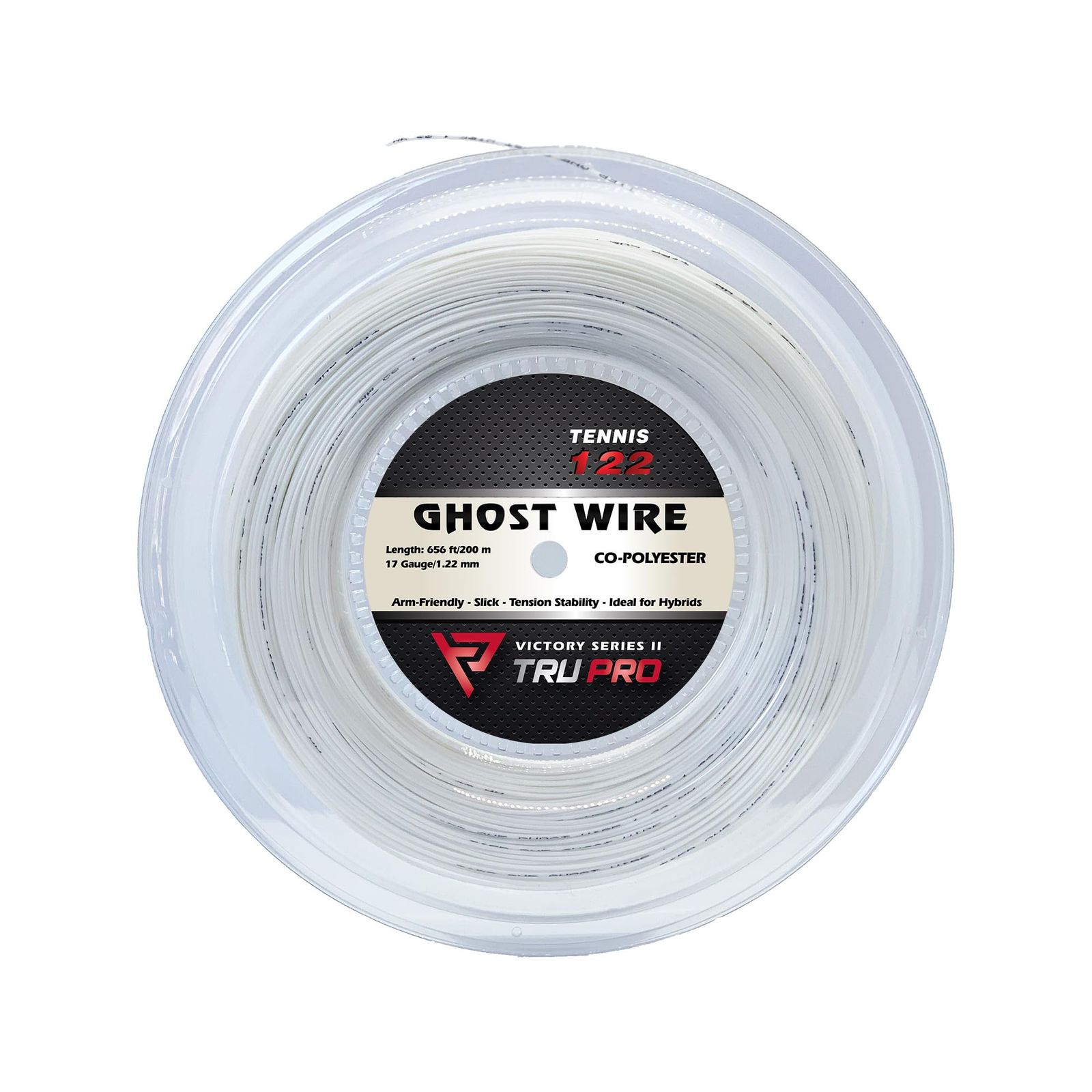 TRU PRO 【丸断面／ソフト】 Ghost Wire テニスストリング 単張12.2m ポリエステル／クリア（ホワイト） [リール - ホワイト] [17 gauge (1.22 mm) - 200 m reel]