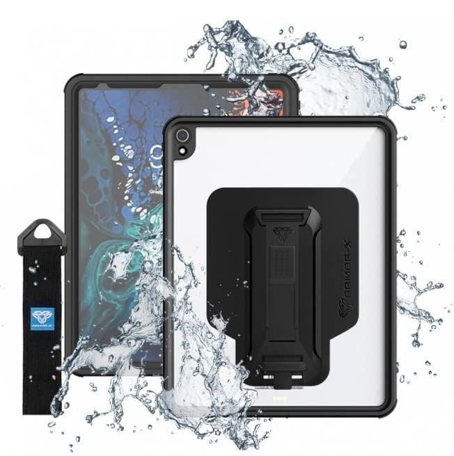 [ARMOR-X] 12.9-inch iPad Pro (3rd)用ケース IP68 Waterproof Protective Case with new Adaptor and Hand Strap ブラック MXS-A11S