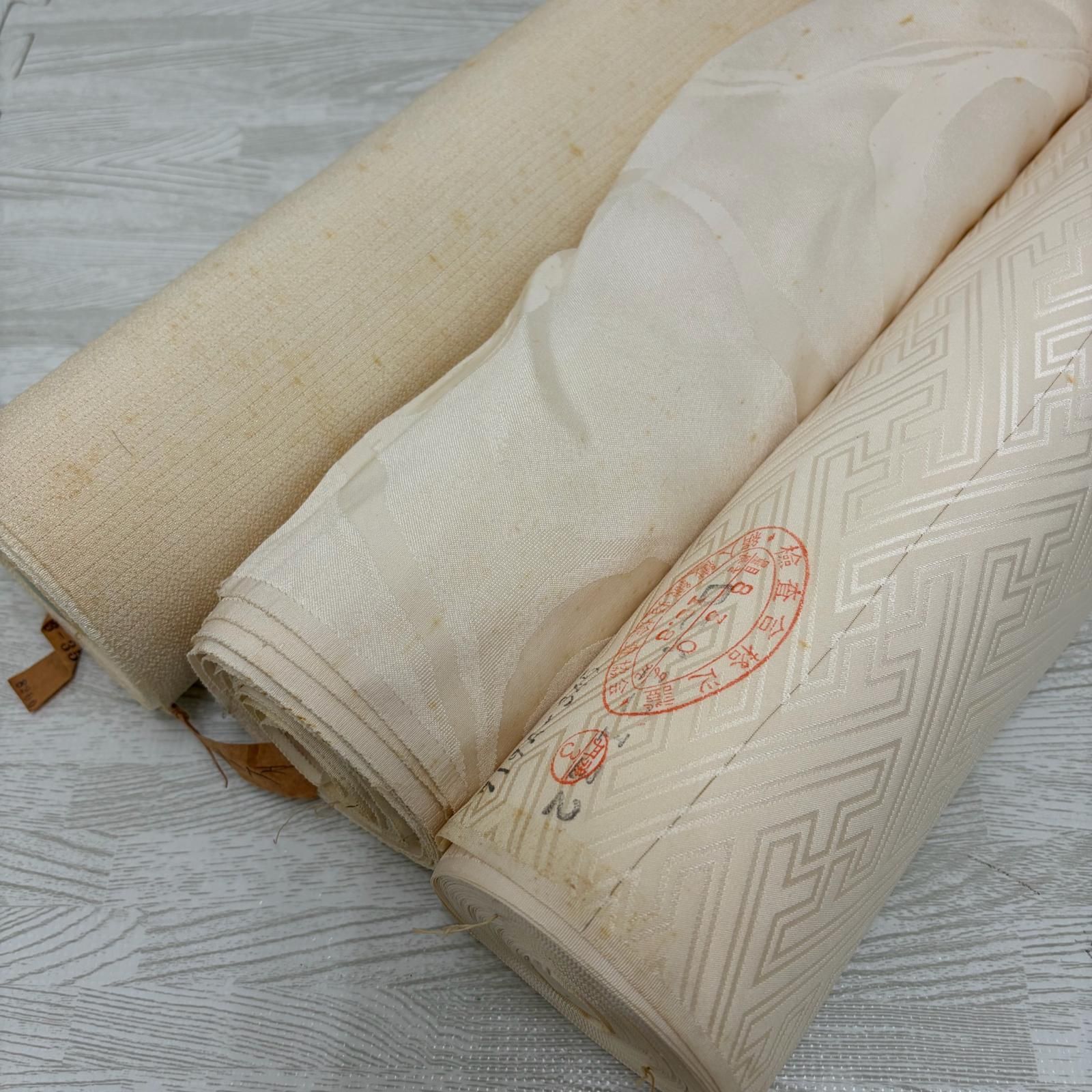 白反物 正絹 3本 まとめ売り リメイク材料 s-309