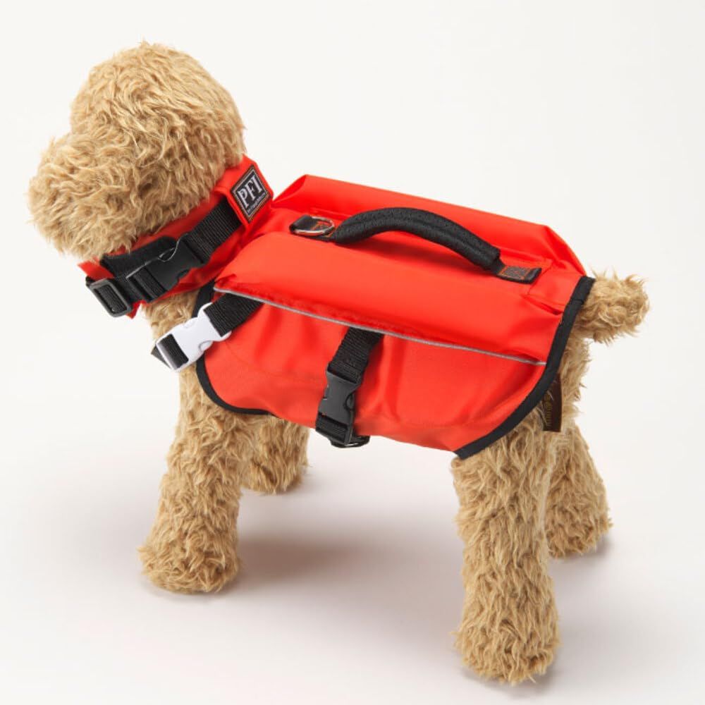 PFI(ピーファイ) 犬用 フローティングベスト ライフジャケット SSサイズ キャロット 日本製 Wフロート構造 ペット用品 小型犬 水遊び プール 海 川 SUP