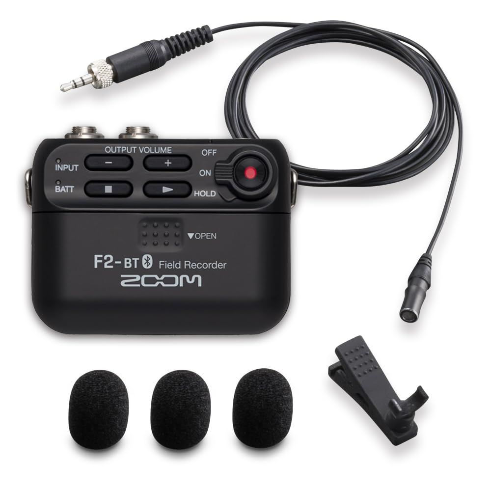 ZOOM F2-BT ラベリアマイク付 32bitフロート録音 音割れしない超小型レコーダー Bluetooth対応 YouTube/Vlog収録 ブラック 国内正規品 [単品] [F2-BT/B]