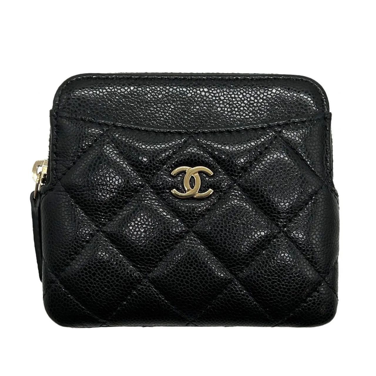 CHANEL マトラッセ ケース キャビアスキン ブラック ゴールド金具 CHANEL シャネル マトラッセ キャビアスキン フラグメントケース