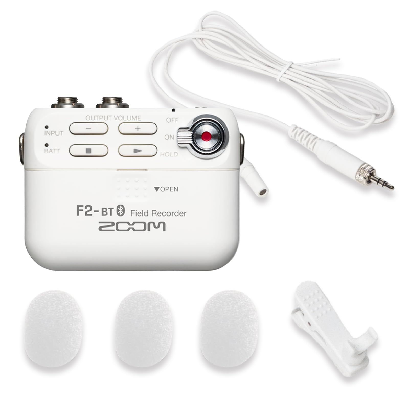 ZOOM ズーム 超小型 フィールドレコーダー F2-BT/W 32bitフロート録音対応 Bluetooth リモート制御機能 ラベリアマイク付属 衣服や機材に装着可能 14時間駆動 ブライダル インタビュー 映画 ロケ Vlo [単品] [F2-BT/W]