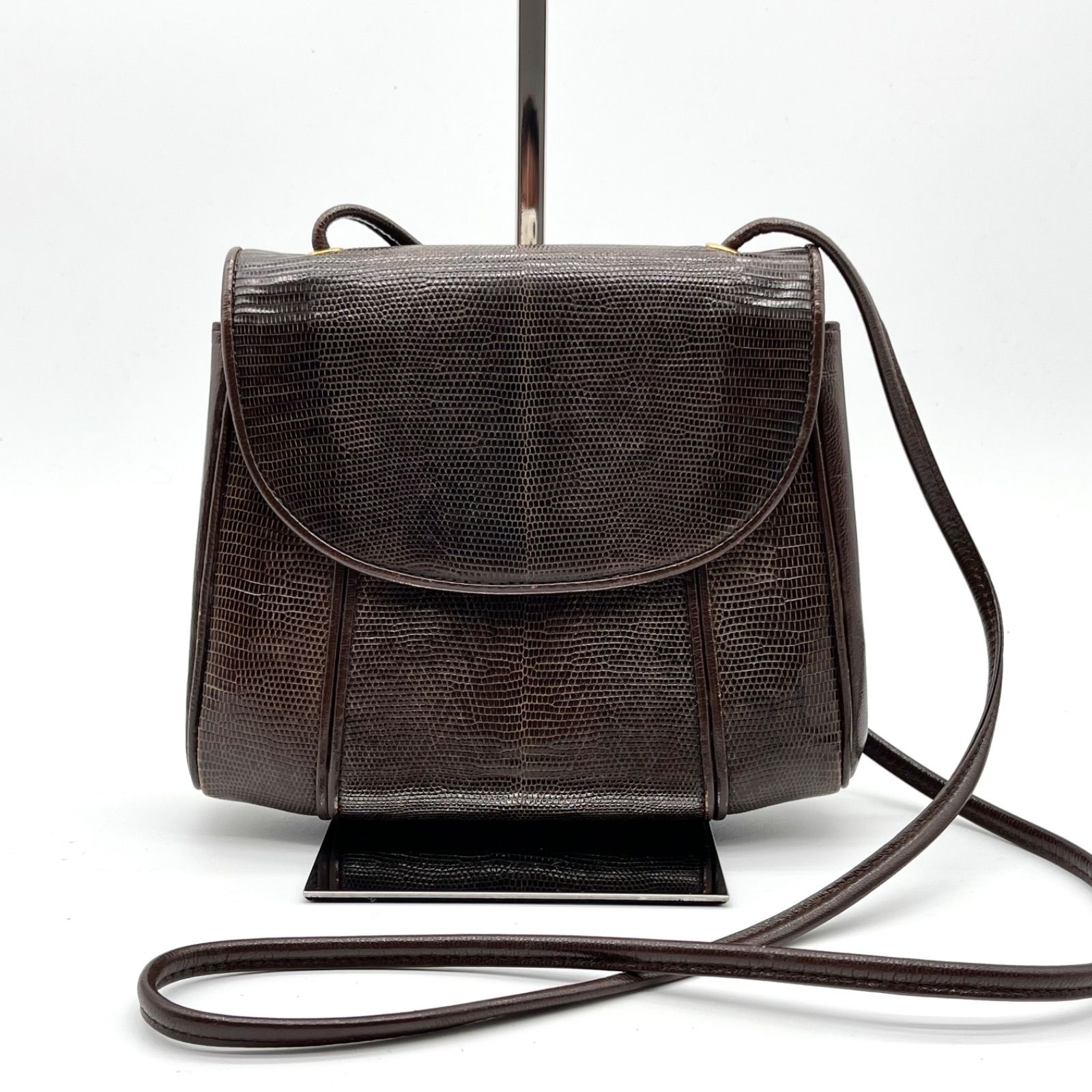 美品◎Yves Saint Laurent イヴサンローラン リザード 蛇革 ショルダーバッグ ブラウン 19,240円