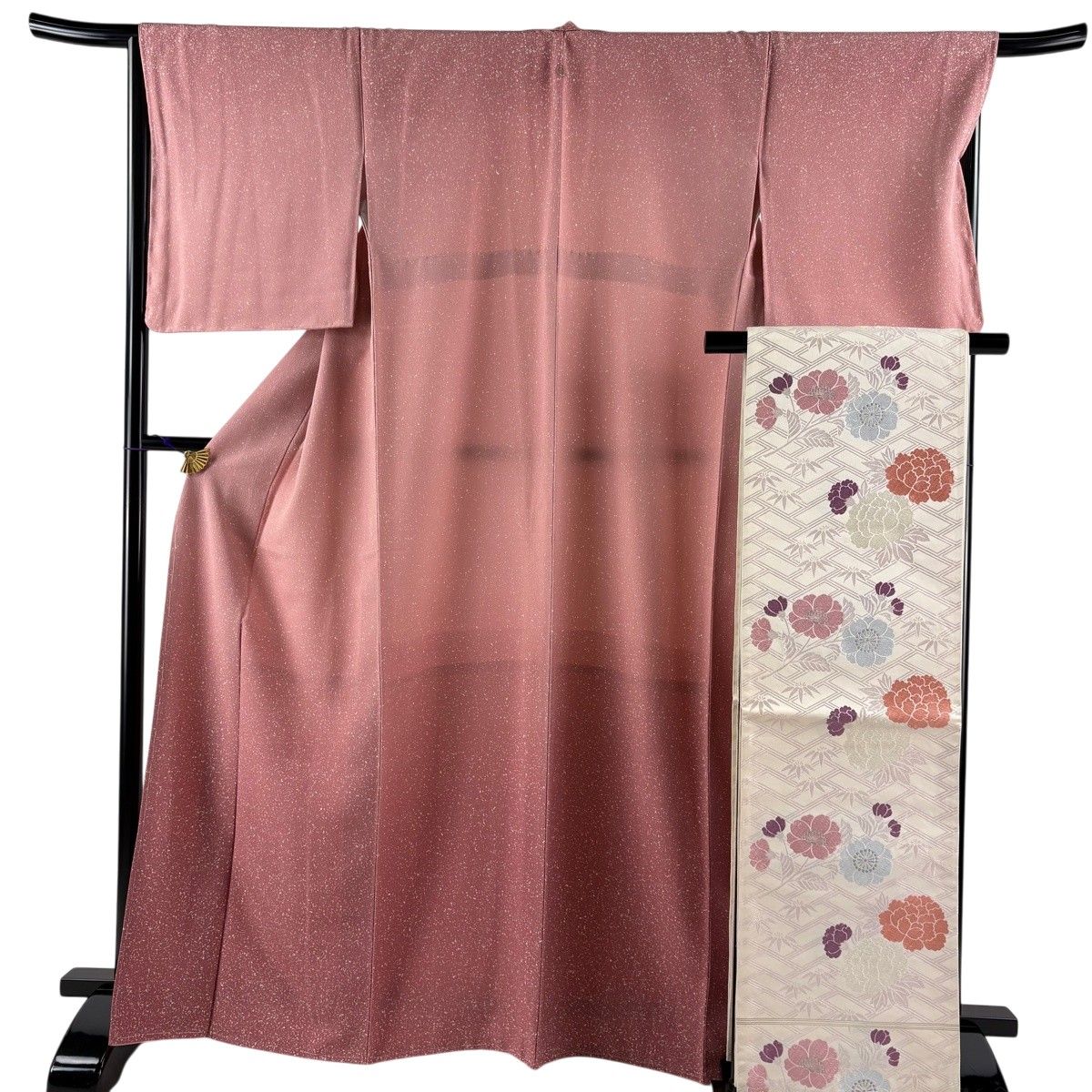 美品】 付下げ 身丈166cm 裄丈68cm L 袷 袋帯セット 幾何学 ぼかし