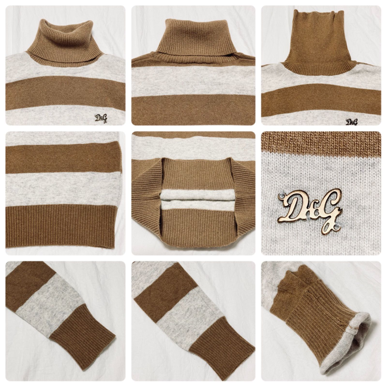 美品 D&G ビックロゴ タートルネック ニット セーター キャメル □極美品□カシミヤ&アンゴラ混□D&G DOLCE＆GABBANA ドルチェアンド