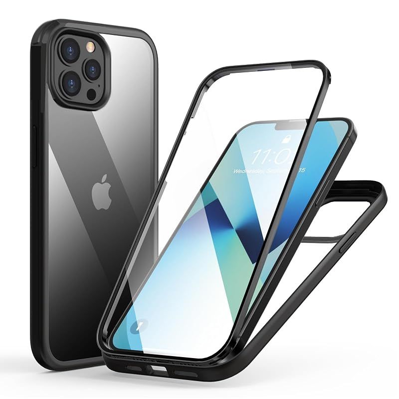 【新品】 MQman iPhone12 iPhone12Pro ケース 前面ガラス+背面ガラス 360全面保護 100％画面タッチ感度 耐衝撃 強化ガラス フロント+バックプレート 軽量 ワイヤレス充電対応 前後 両面 カバー (iphone12/12p 1