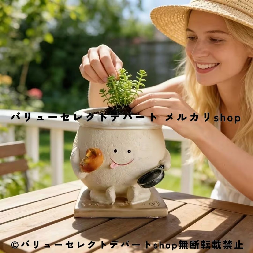 プランター 樹脂製 多肉植物ポット シェフ 植木鉢 フライパン コックさん オーナメント 卓上プランター かわいい 人形プランター インテリア雑貨 キッチン雑貨 窓辺 飾り 小物入れ 多肉植物 サボテン ミニ観葉植物 ガーデニング オフィス デスク装飾