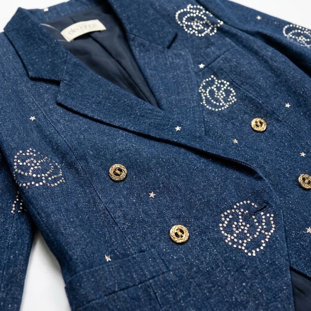 élégance エレガンス ジャケット 花柄 刺繍 星 ビジュー 装飾 Kenzo風
