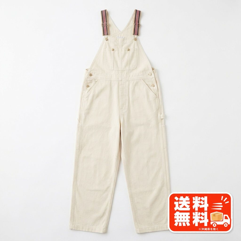 オーバーオール ホワイト サロペット ワークパンツ ストライプ