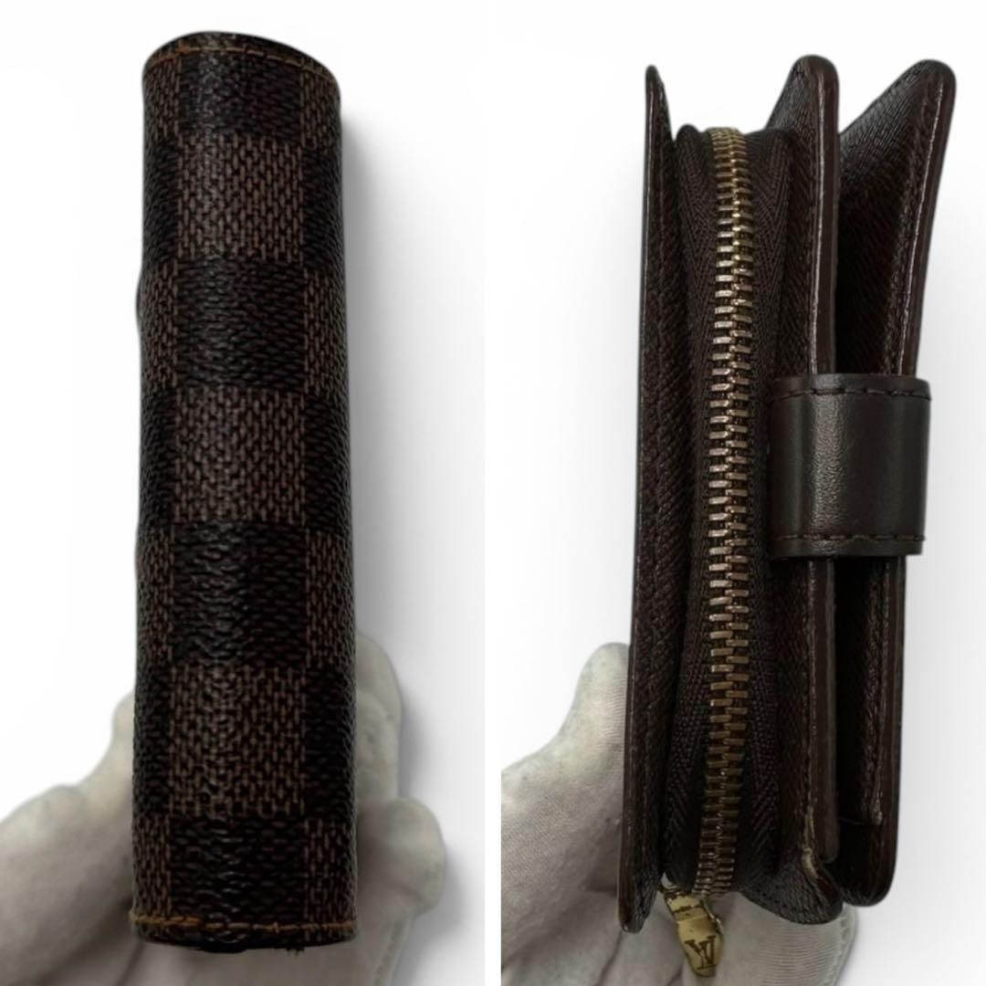 美品】ルイヴィトン コンパクトジップ ダミエ エベヌ 折り財布 CA0030 