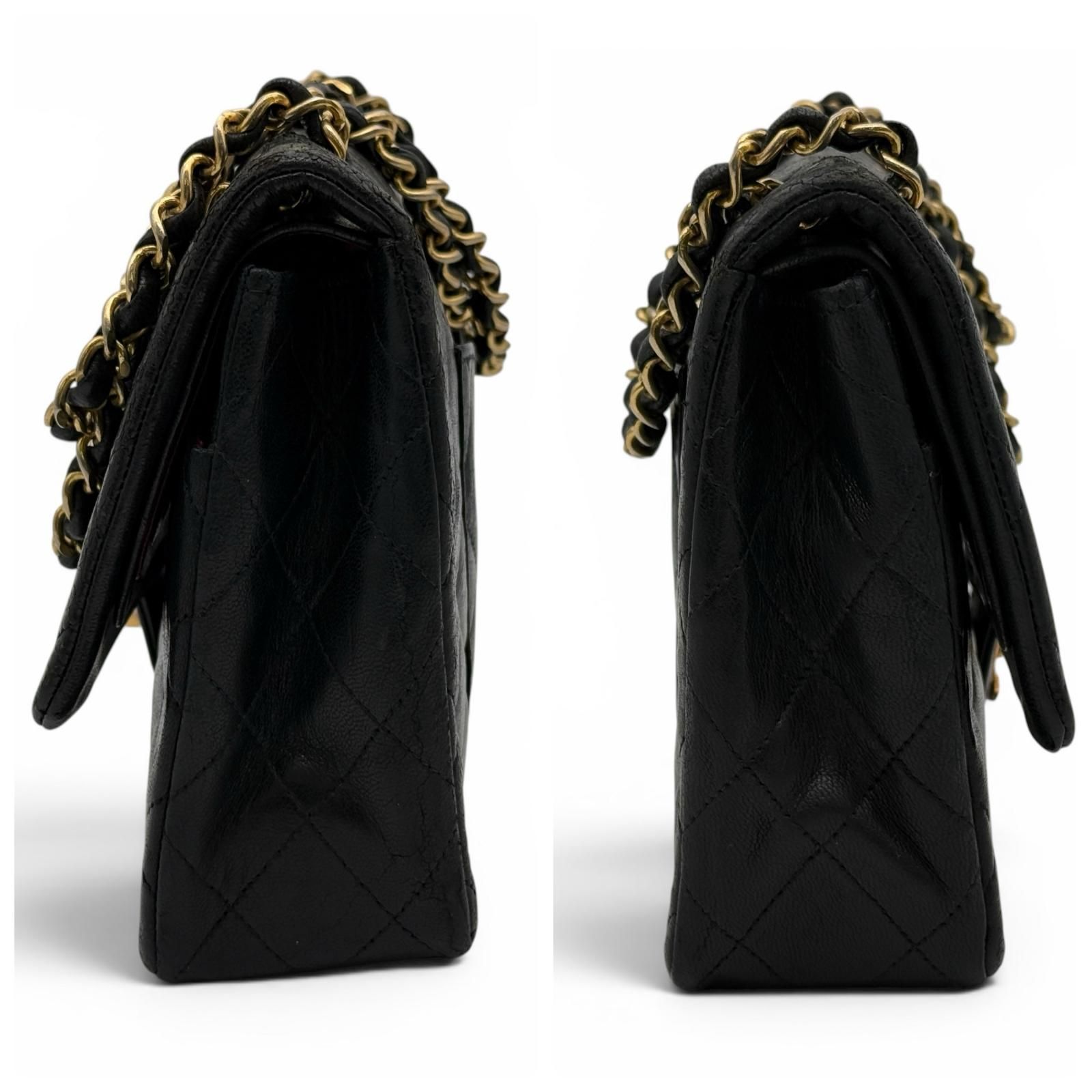 CHANEL シャネル Wフラップ25 チェーンショルダーバッグ マトラッセ 