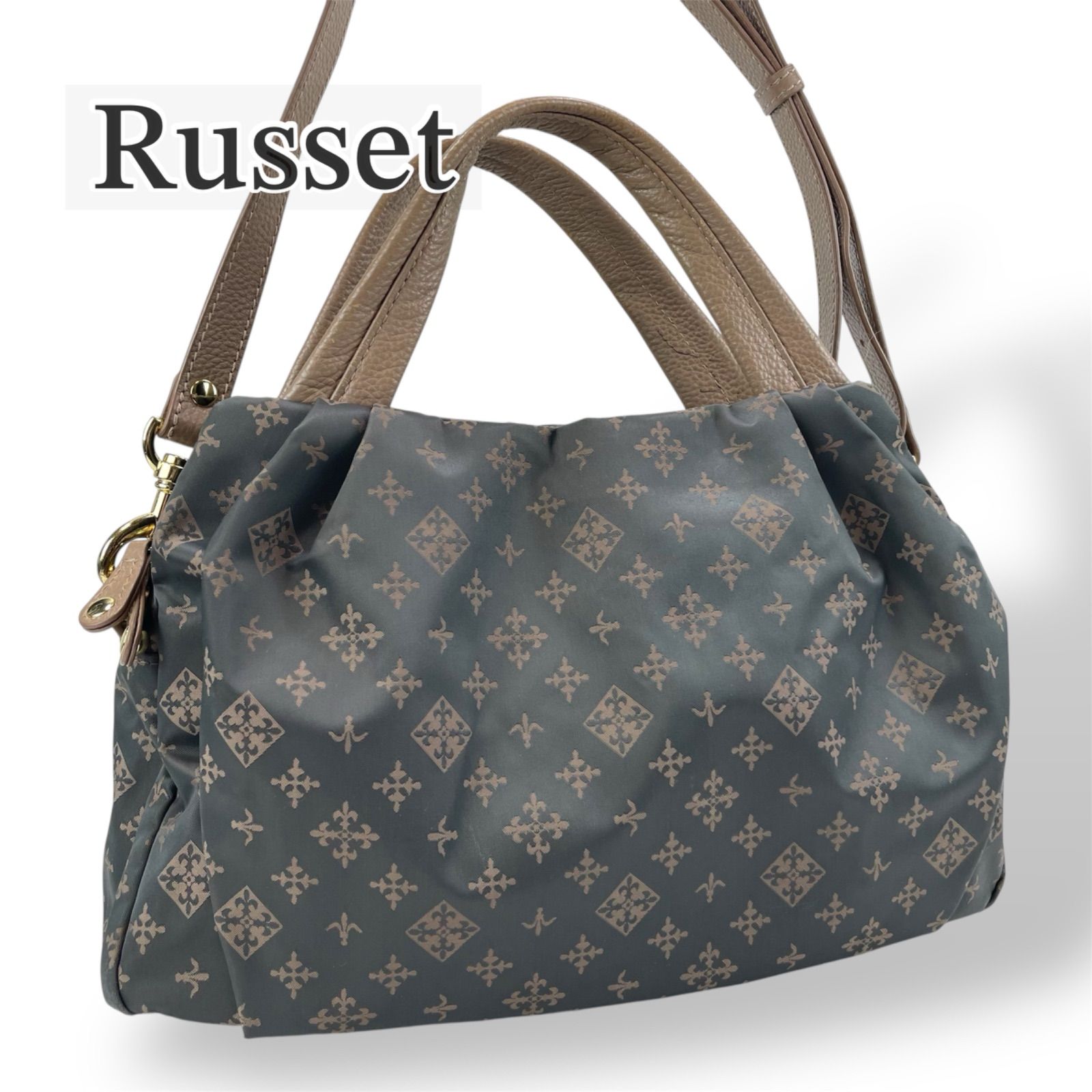 美品】ラシット russet モノグラム 2WAY ミニトートバッグ 斜め掛け 