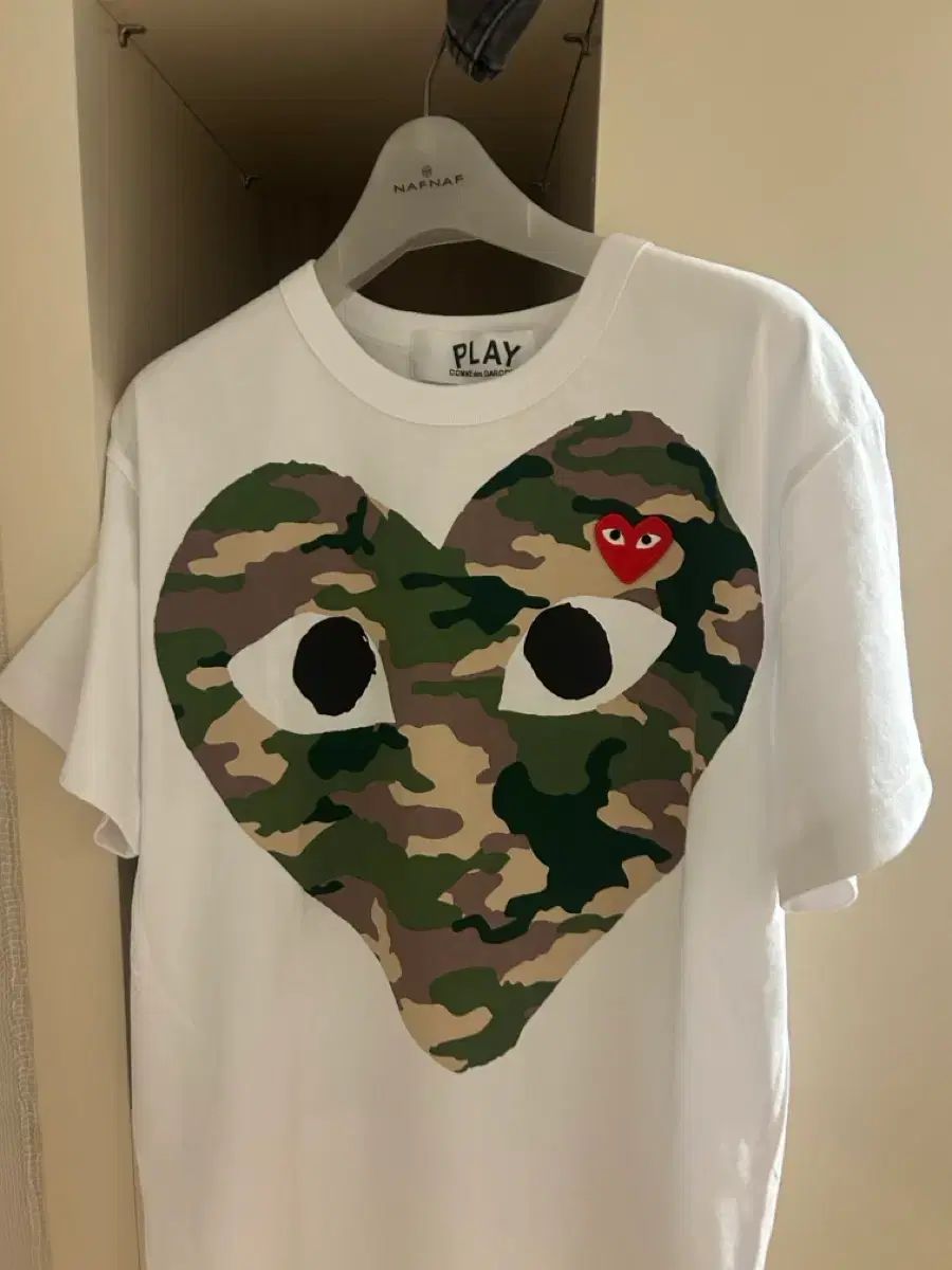 コム・デ・ギャルソン カモフラージュ ハート PLAY 半袖Tシャツ 白 M