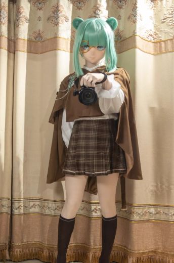 アークナイツ イースチナ風 kigurumi 全頭マスク 緑髪 メガネ付き 